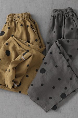 Relaxed cotton linen loose trousers