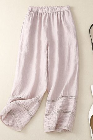 Lace-panel straight-leg wide-leg pants