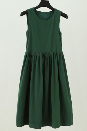 Summer Sleeveless French Green Dress