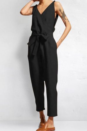 V-neck sleeveless jumpsuit
