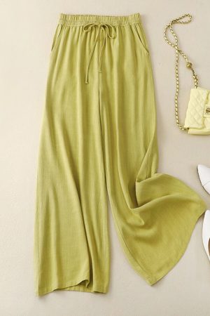 Cotton and linen retro loose all-match wide-leg pants