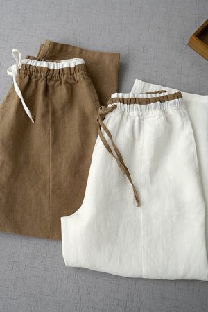 Comfortable loose solid color cropped pants