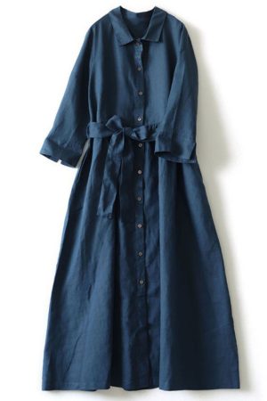 Vintage lapel shirt dress