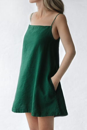 Classic A-Line  Mini Linen Slip Dress