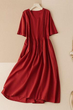 Summer Cotton Linen Art Retro Dress