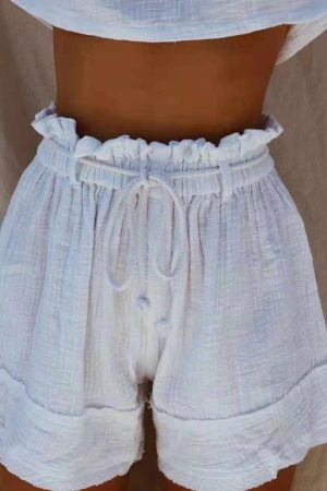Casual High Waist Self-tie Short Pants