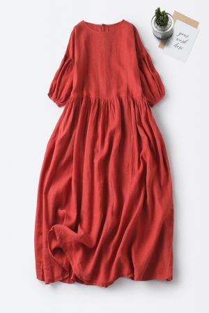 Mori all-match cropped puff sleeve dress