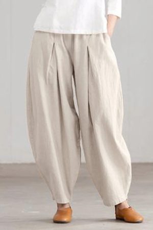 Simple Casual Elastic Waist Pants