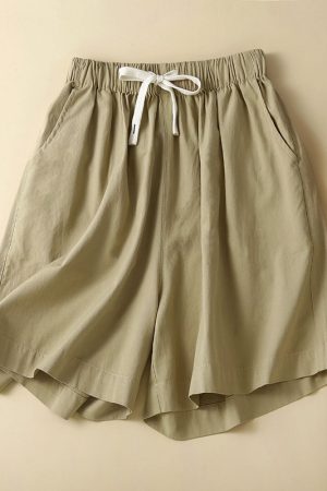 Drawstring Elastic Waist All-Match Cropped Pants