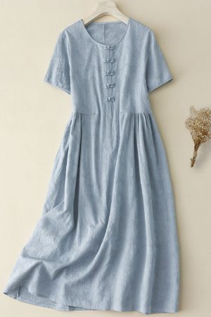 DresSummer Jacquard Cotton Linen Dress