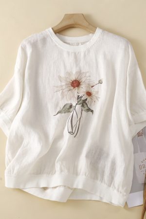 Artistic Vintage Print Thin T-Shirt