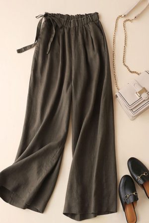 New style thin cotton and linen wide-leg trousers
