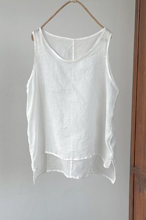Women's Casual Solid Color Loose Linen Vest