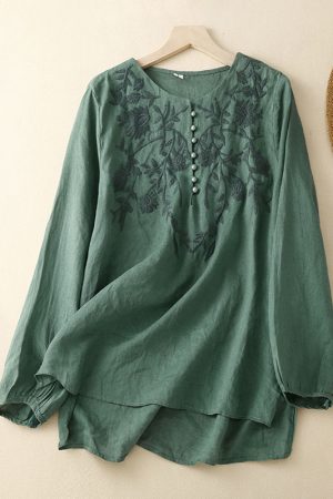 Women's Elegant Exquisite Embroidered Retro Cotton Shirt