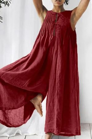 Casual Pleated Design Loose Jumpsuit