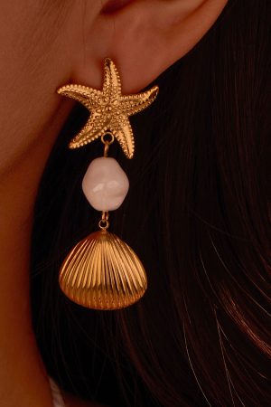 Seaside Starfish Shell Pendant Earrings