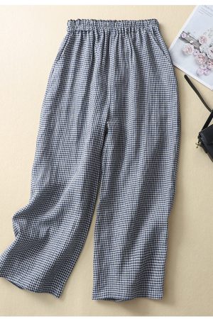Women's Casual Loose and Comfortable Plaid Trousers