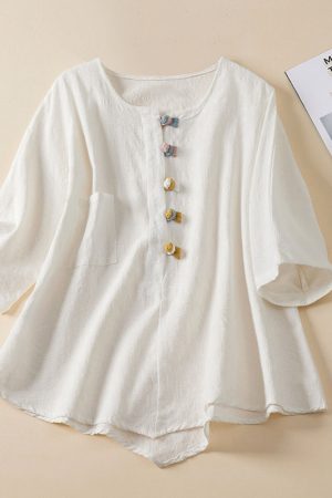 Irregular jacquard half-sleeve shirt