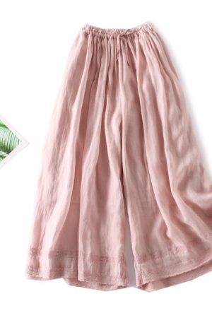 Cotton and linen straight wide-leg retro loose casual pants