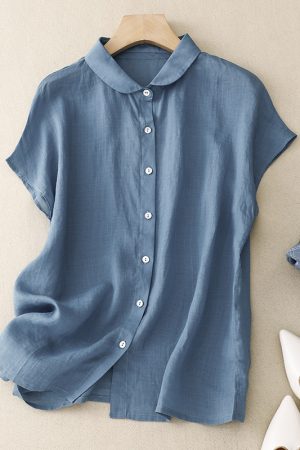 Summer literary and artistic lapel all-match shirt