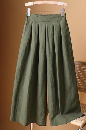 Cotton and linen cropped wide-leg culottes