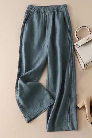 Summer thin cotton linen wide-leg pants