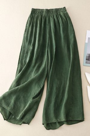 Retro thin and elegant double-layer cropped pants