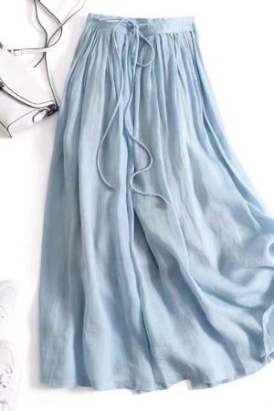 Drape flowing cotton and linen skirt