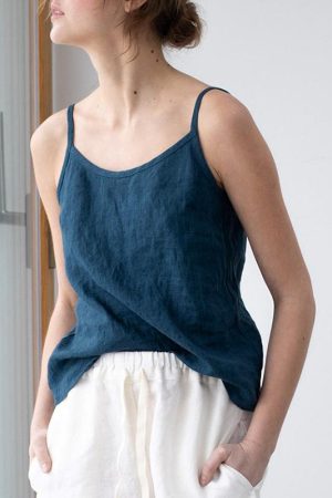 Spaghetti Strap Linen Blend Top