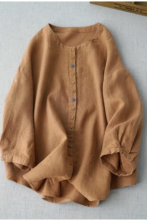 Japanese style loose cropped sleeve shirt