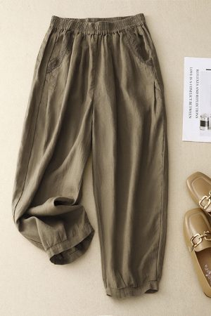 Vintage cotton and linen crocheted harem pants