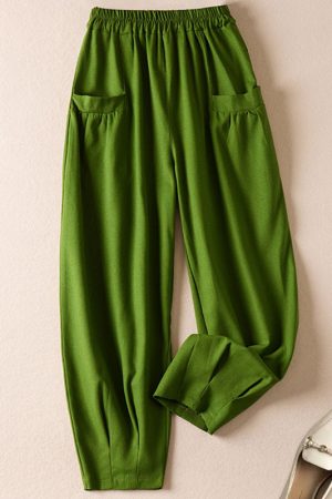 Cotton and linen thin cropped harem pants