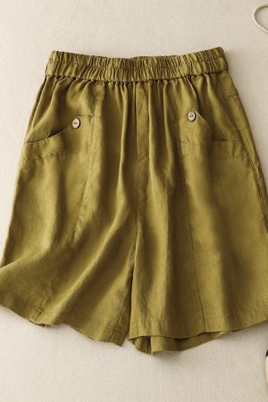 Women's Casual Loose and Comfortable Buttons Shorts