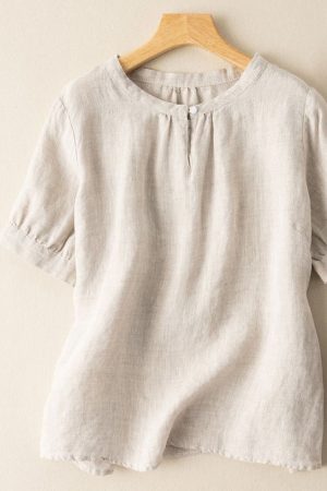 Women's Simple Fold Retro T-Shirt