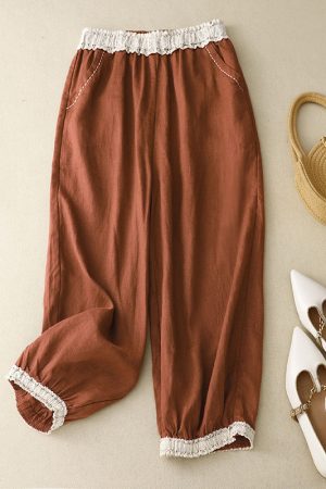 Chic Retro Lace Wide -leg Harem Trousers