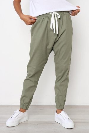 Drawstring Elastic Waist Pockets Jogger Pants